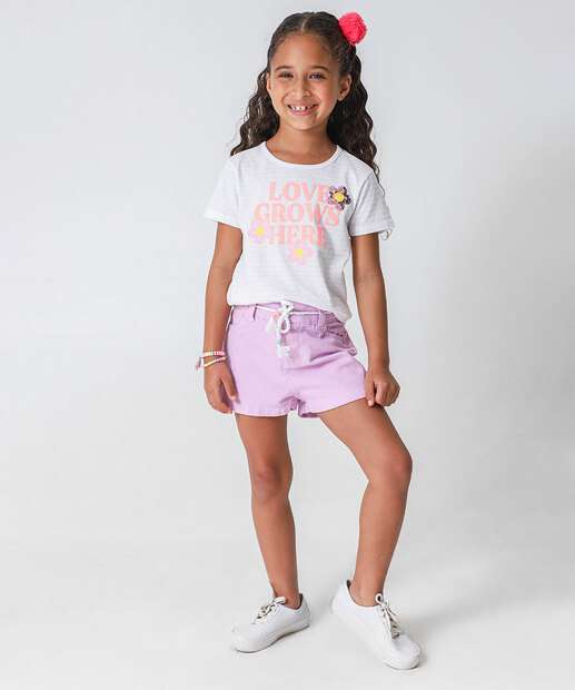 Camiseta Infantil Textura Paetês Marisa Tam 4 a 10 Off White