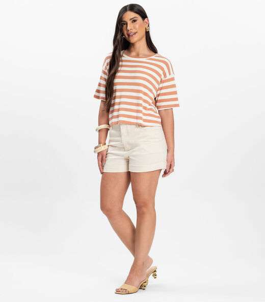 T- Shirt Feminina Canelada Infinita Cor Marrom