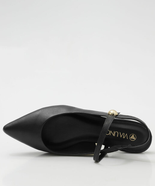 Sapatilha Feminina Slingback Bico Fino Via Uno Preto