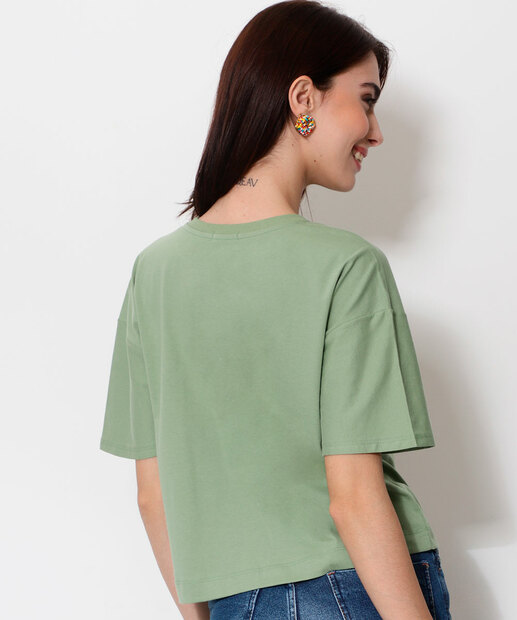Blusa Feminina Bordado Folha Manga Curta Marisa