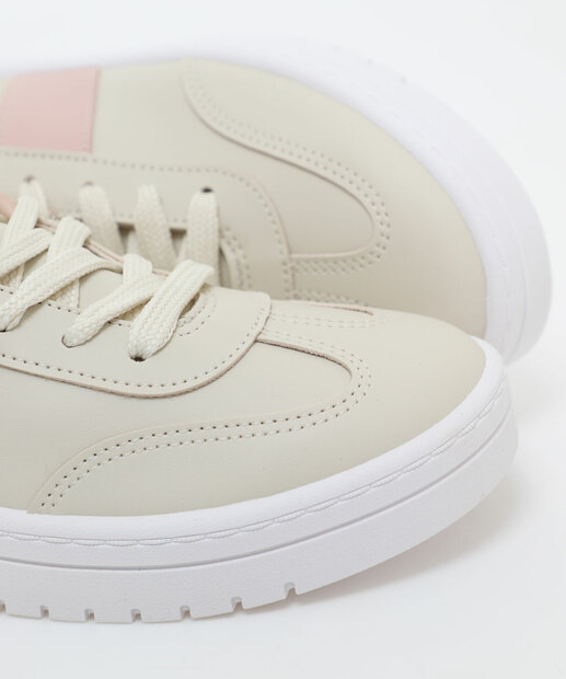 Tênis Casual Feminino Recorte Moleca Rosa