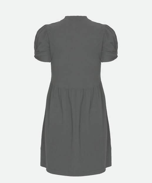 Vestido Feminino Gola Alta Manga Curta Bufante Marisa
