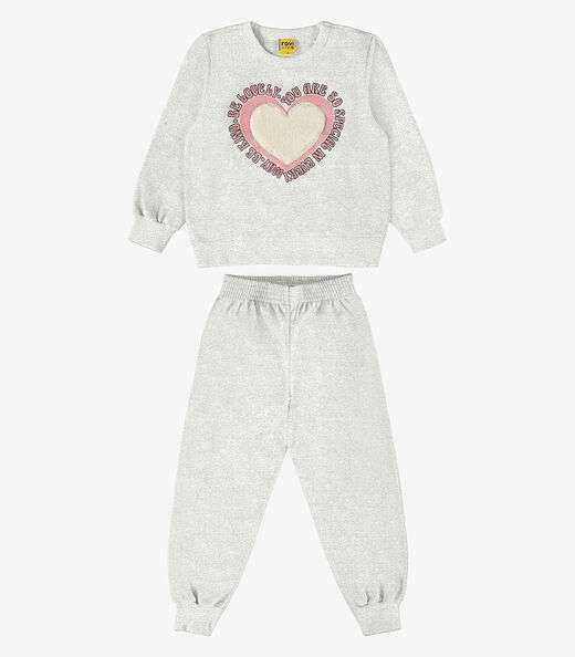 Conjunto Feminino Blusão Com Calça Rovi Kids Cinza