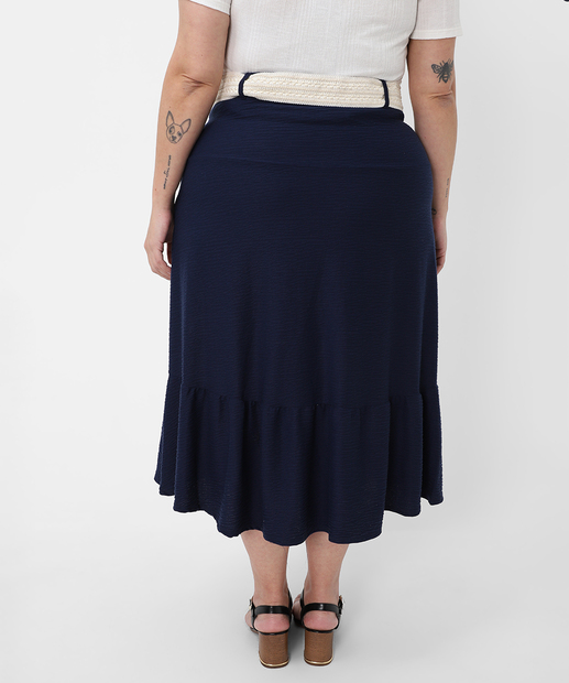 Saia Plus Size Midi Feminina Amarração Marisa Azul