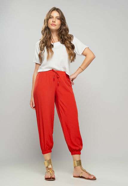 Calça Jogger Viscolinho Telha Salvatore Fashion