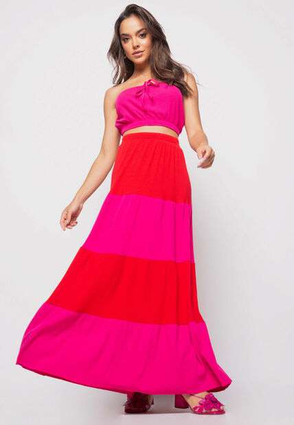 Cropped  Tomara Que Caia Malha Canelada Rosa