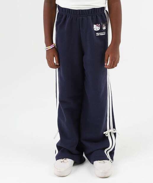 Calça Infantil Moletinho Hello Kitty Tam 4 a 10 Azul