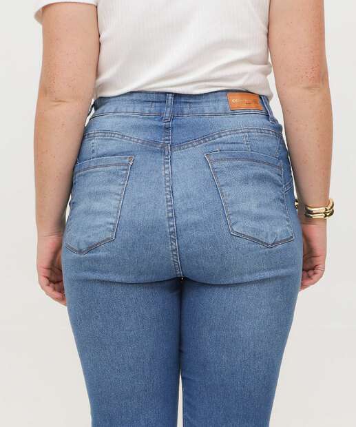 Calça Plus Size Feminina Jeans Skinny Cintura Alta