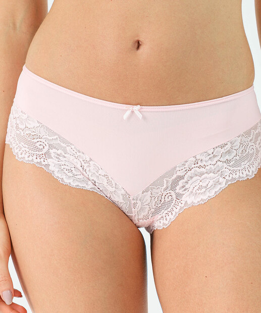 Calcinha Caleçon Recorte Renda Marisa Rosa