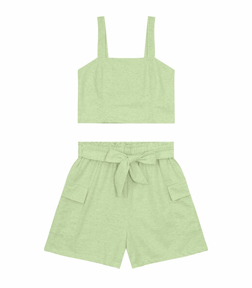 Conjunto Feminino Cropped Com Shorts Endless Verde