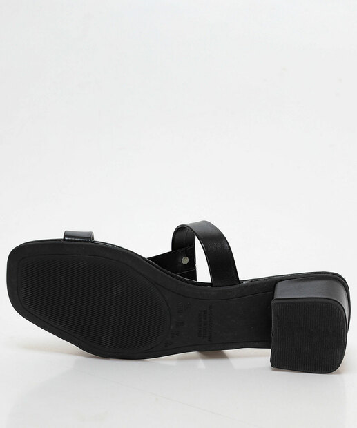 Tamanco Feminino Salto Grosso Tiras Tachas Preto