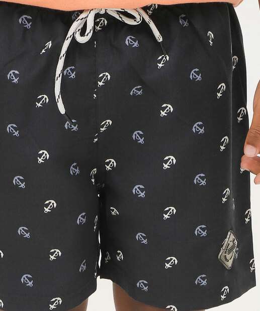 Bermudas Infantil Âncoras Marisa Tam 4 a 10 Preto