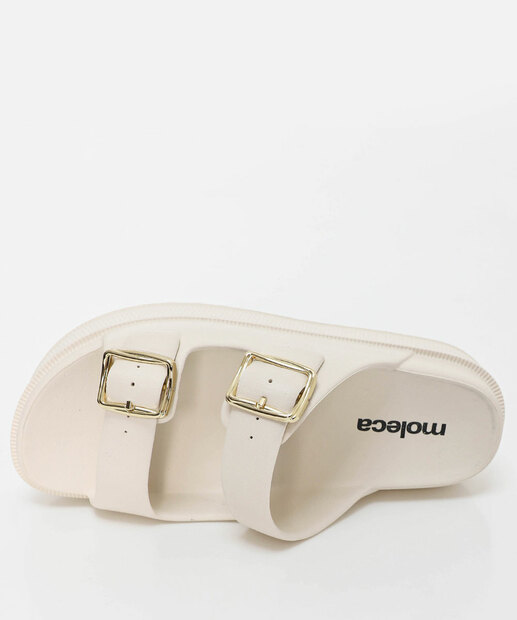 Tamanco Flatform Birken Feminina Fivela Moleca Off White