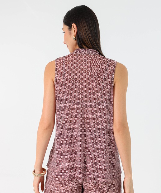 Blusa Feminina Estampada Sem Manga Marisa Vinho