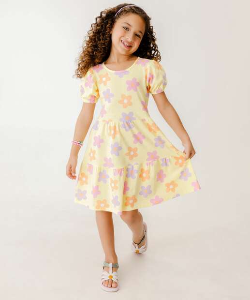 Vestido Infantil Estampa Flores Marisa Tam 4 a 10