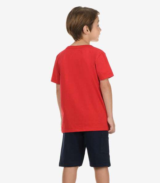 Conjunto Camiseta com Bermuda Menino Rovi Kids Vermelho