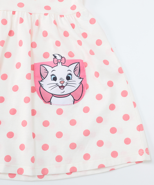 Vestido Infantil Poá Hello Kitty Tam 1 a 3 Off White