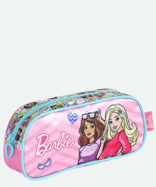 Estojo Escolar Infantil Barbie Rosa