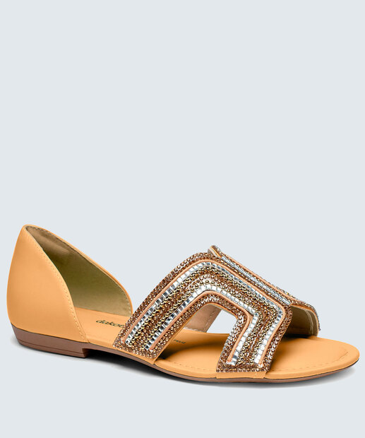 Sandália Rasteira Feminina Strass Dakota 