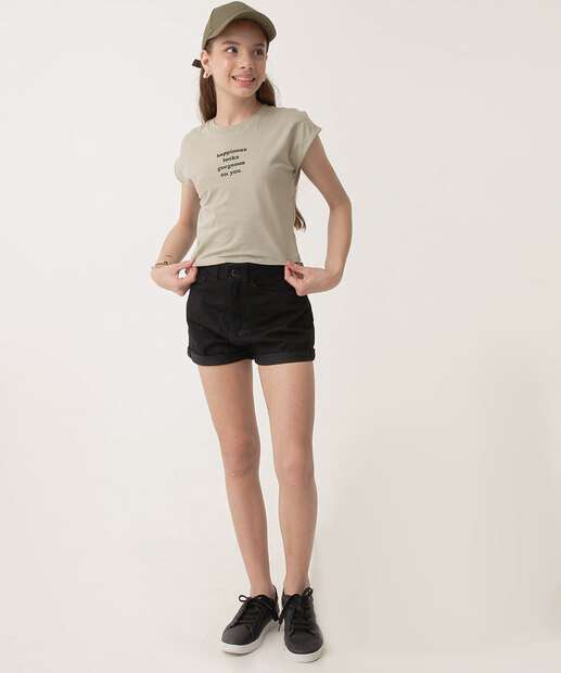 Blusa Juvenil Cropped Estampado Marisa Tam 10 a 16