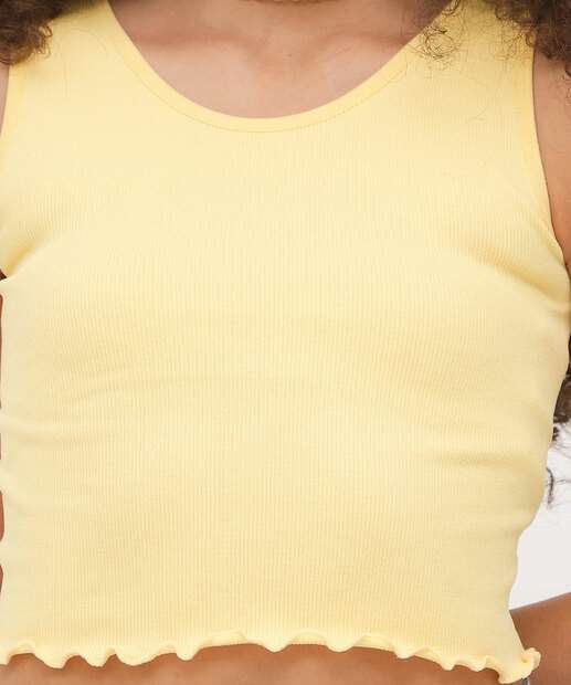 Blusa Regata Cropped Sem Costura Juvenil TAM 10 a 16 Marisa Amarelo