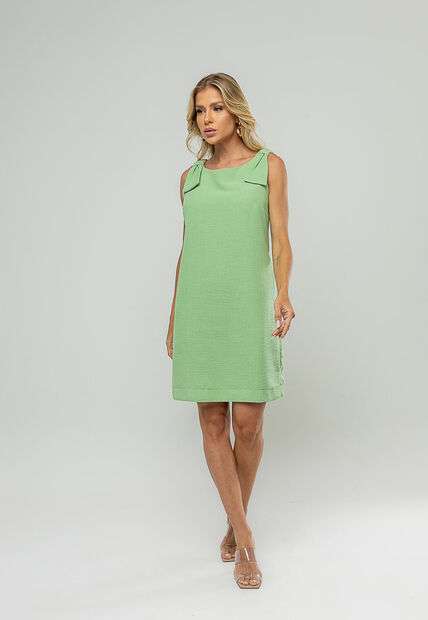 Image_Vestido Curto Regata Com Laço Nos Ombros Verde Salvatore