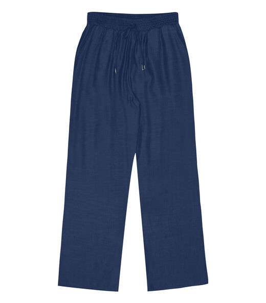 Calça Pantalona Com Cordão Em Liocel Rovitex Azul
