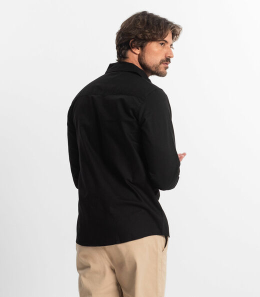 Camisa Masculina Manga Longa Diametro Preto
