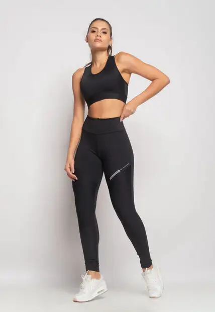 Image_Top Suplex Esportivo Poliamida Liso Com Recorte Preto Salvatore