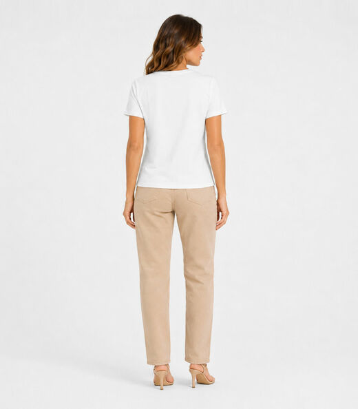 Blusa Feminina  Molicotton E Estampa Infinita Cor Branco