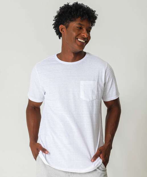 Camiseta Masculina Textura Bolso Manga Curta MR