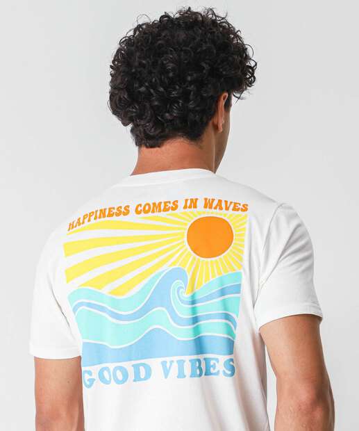 Camiseta Masculina Estampa Costas MR Off White