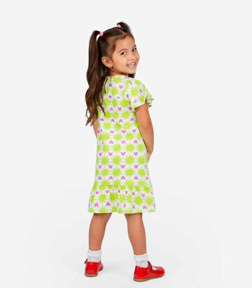 Vestido Infantil Com Manga Godê Select Verde
