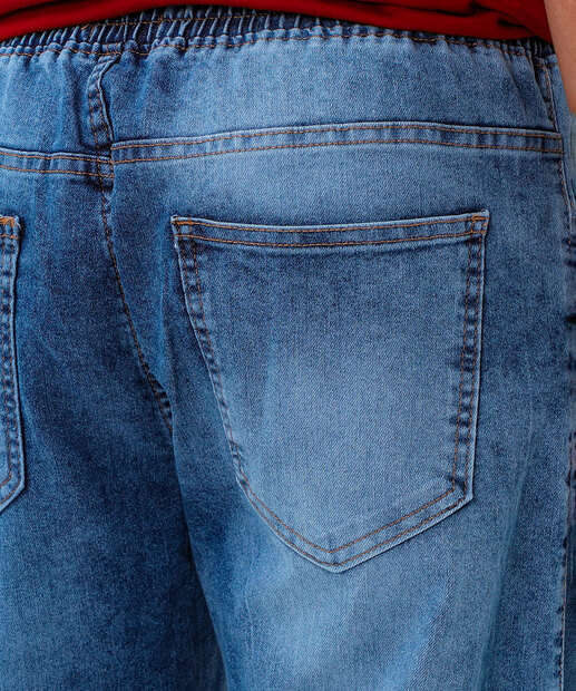 Calça Masculina Jeans Jogger Bolsos Azul