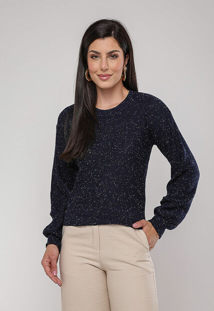 Image_Blusa de Tricot em Fio Boton? Gola Redonda Marinho Salvatore