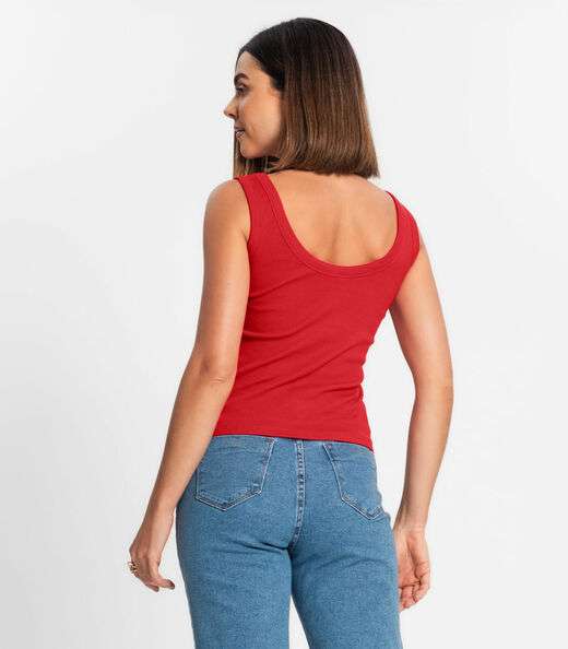 Regata Feminina Em Ribana Rovitex Vermelho