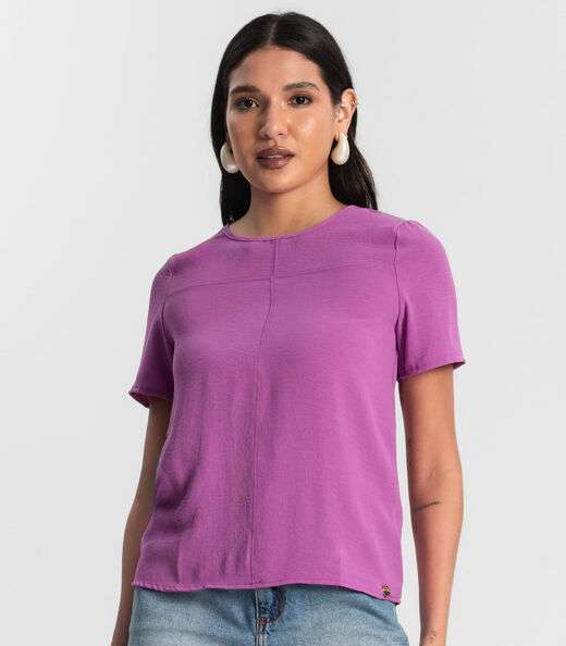 Blusa Manga Curta em Air Flow Rovitex Roxo
