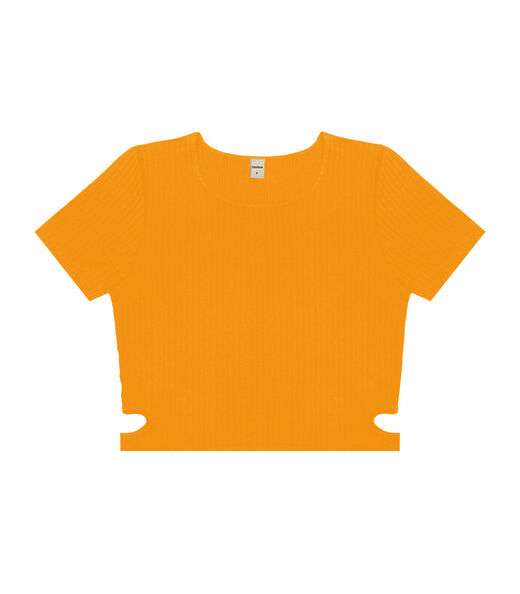 Blusa Decote Redondo Em Ribana Canelada Rovitex Amarelo