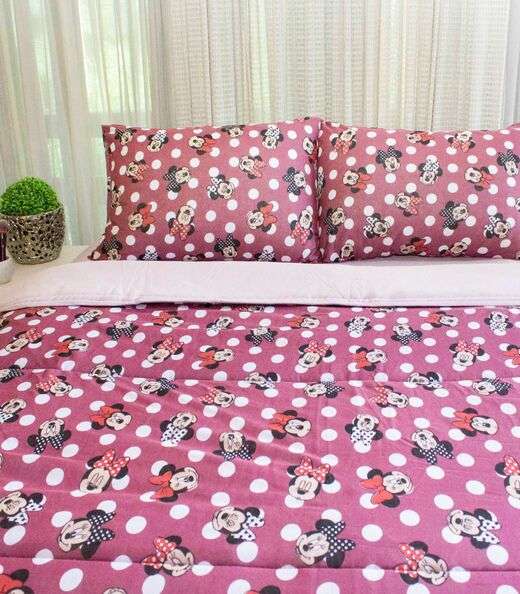 Edredom Mickey Solteiro Doce vida Vermelho