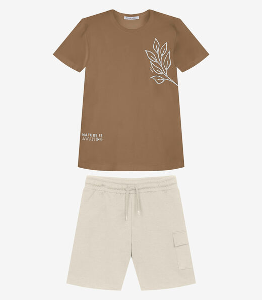 Image_Conjunto Infantil Camiseta Com Bermuda Trick Nick Marrom