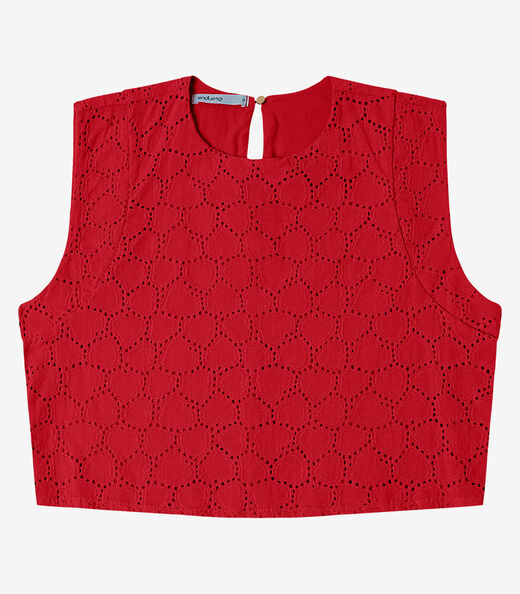 Blusa Feminina Manga Curta Em Laise Endless Vermelho