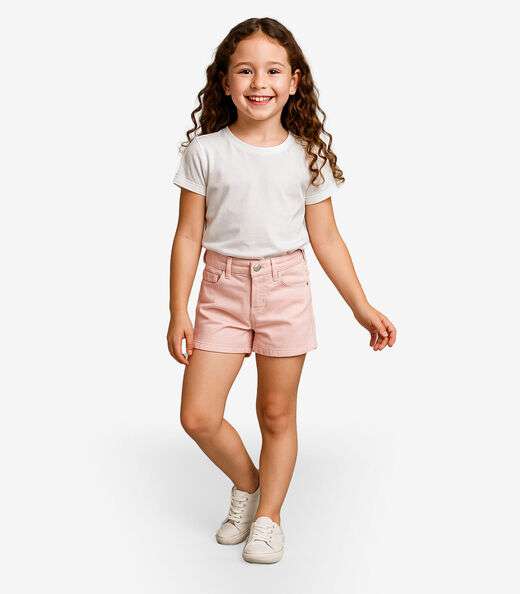 Short Infantil Jeans Com Bolsos Select Rosa