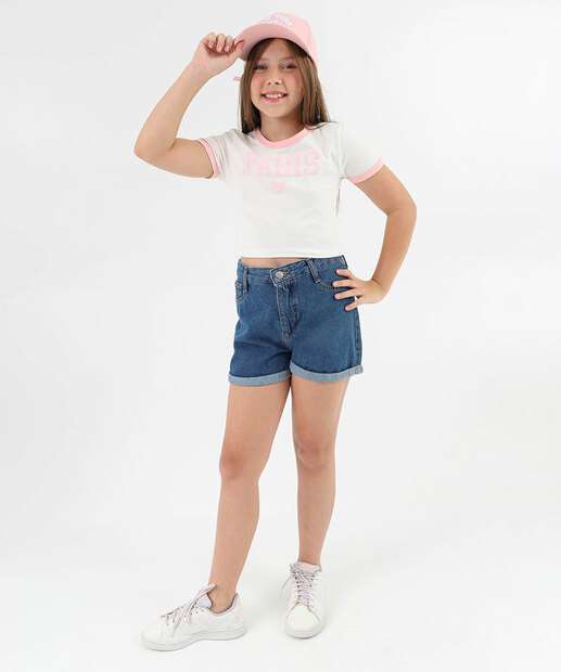 Camiseta Infantil Cotton Marisa Tam 4 a 10 Off White