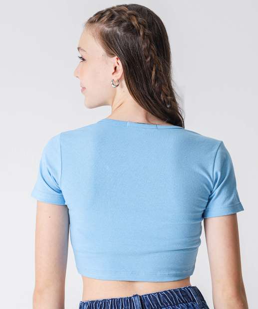 Blusa Juvenil Cropped Corselet Marisa Tam 10 a 16 Azul