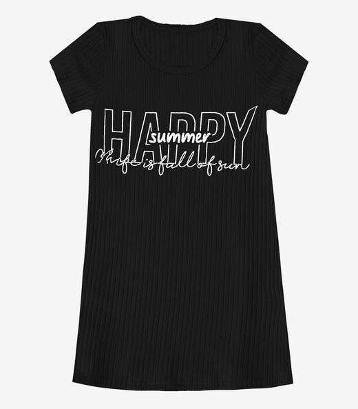 Vestido Infantil Em Ribana Canelada Select Preto