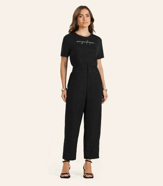 T- shirt em Viscotorcion Feminina Endless Preto