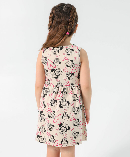 Vestido Infantil Minnie Disney Tam 4 a 10 Bege