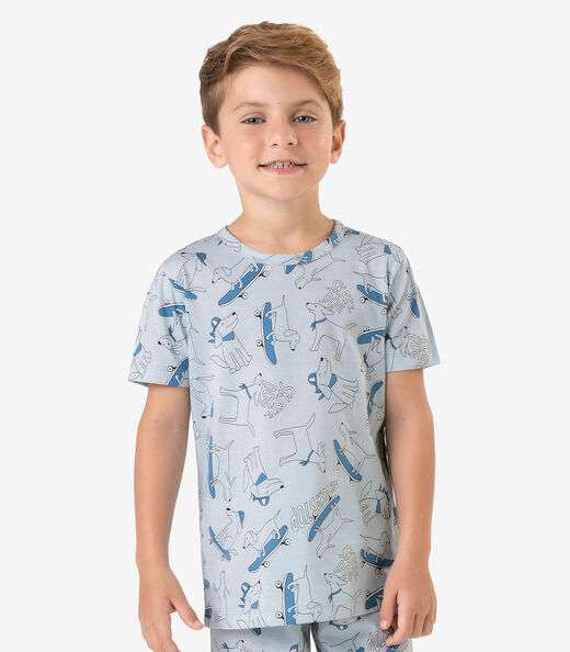 Pijama Meia Malha Rovi Kids Azul