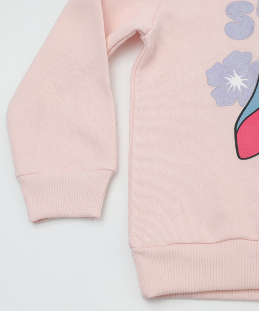 Conjunto Moletom Infantil Stitch Tam 1 a 3 Rosa