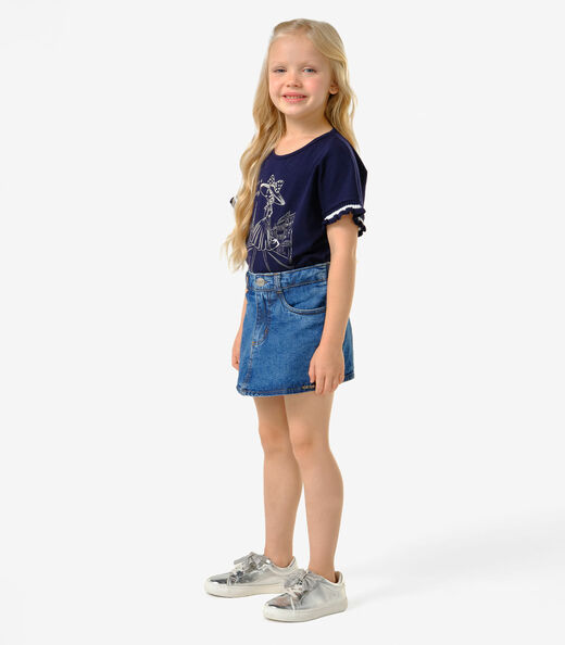 Shorts Saia Infantil Jeans Trick Nick Azul